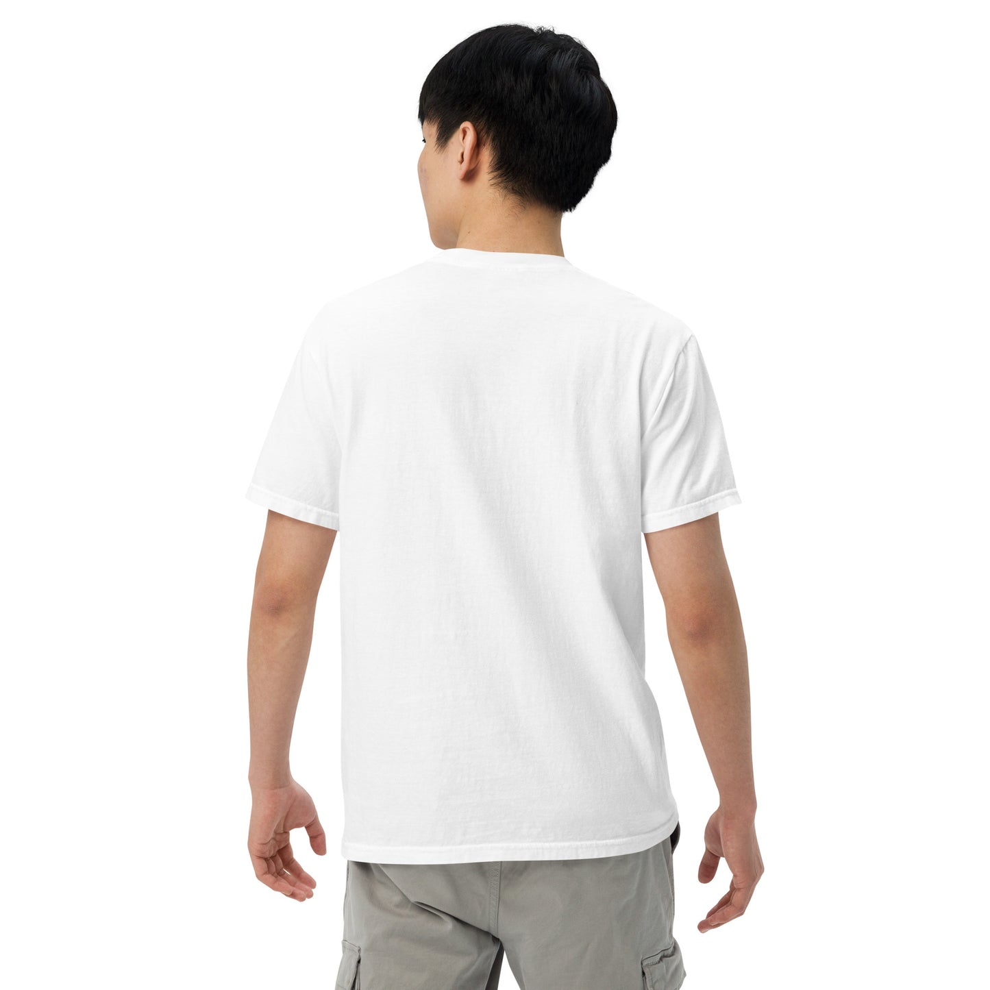 Playground Men’s garment-dyed heavyweight t-shirt Embroidered PG heart with Print on the Back