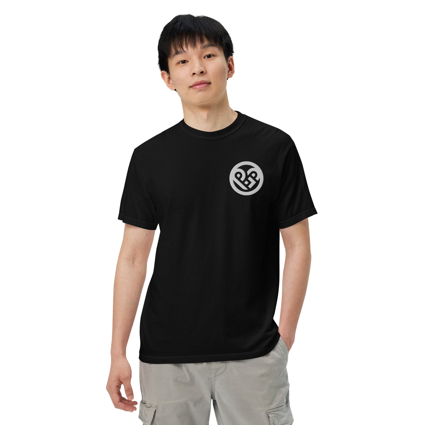 Playground Men’s garment-dyed heavyweight t-shirt Embroidered PG heart with Print on the Back