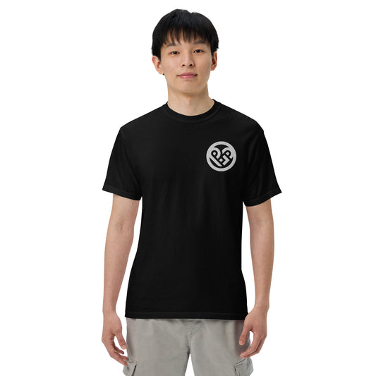 Playground Men’s garment-dyed heavyweight t-shirt Embroidered PG heart with Print on the Back