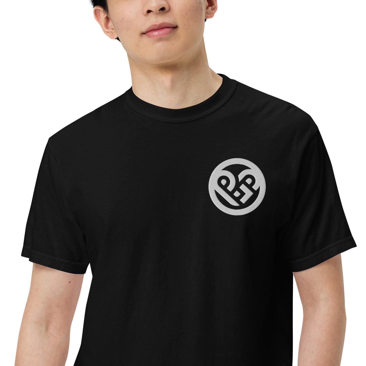 Playground Men’s garment-dyed heavyweight t-shirt Embroidered PG heart with Print on the Back