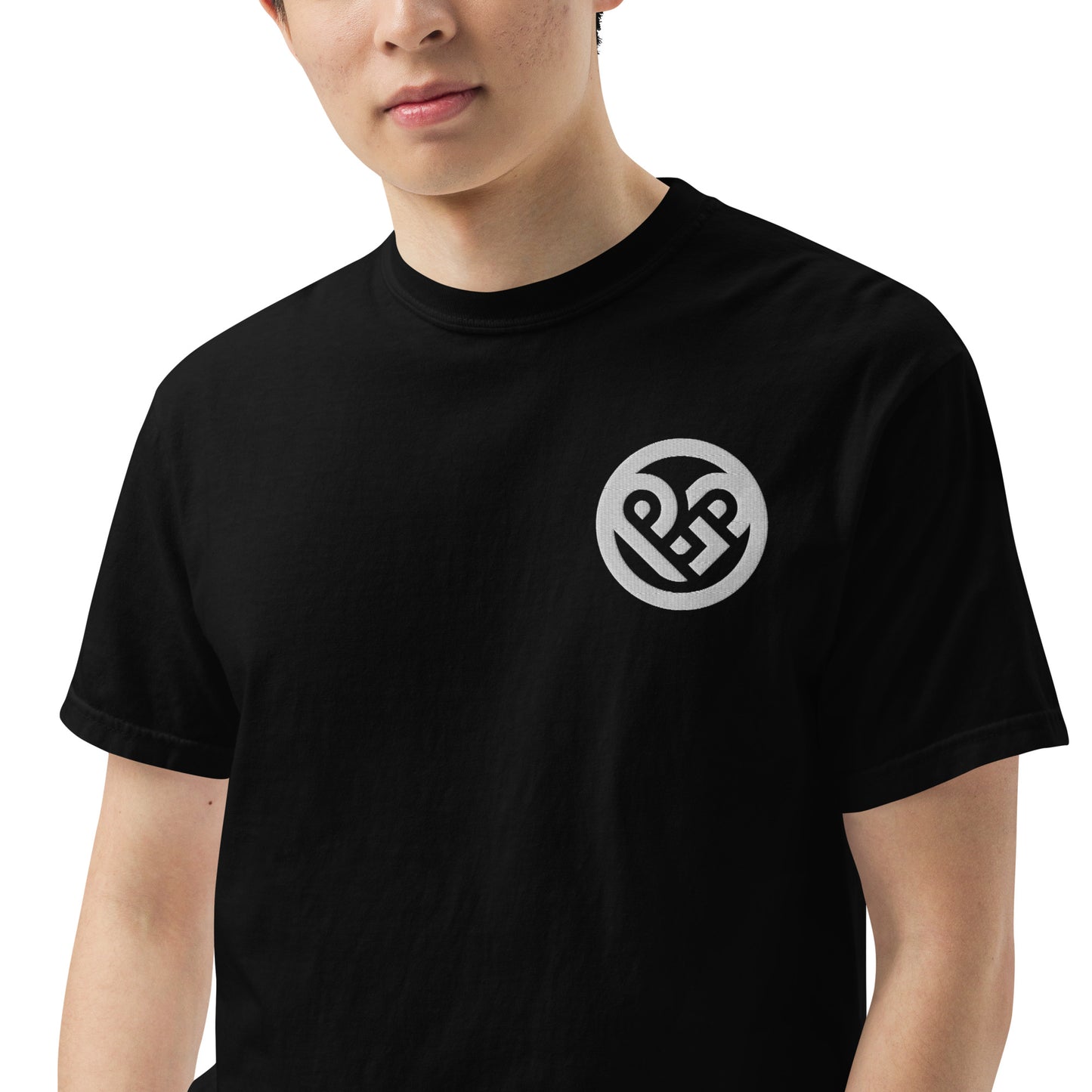 Playground Men’s garment-dyed heavyweight t-shirt Embroidered PG heart with Print on the Back