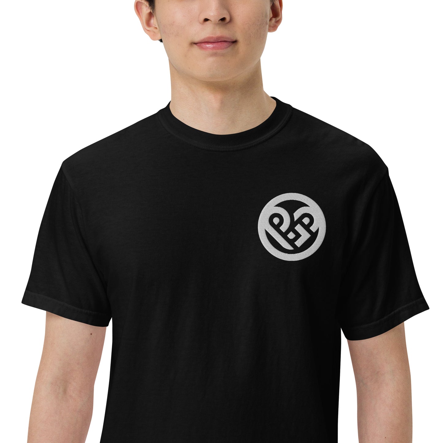 Playground Men’s garment-dyed heavyweight t-shirt Embroidered PG heart with Print on the Back