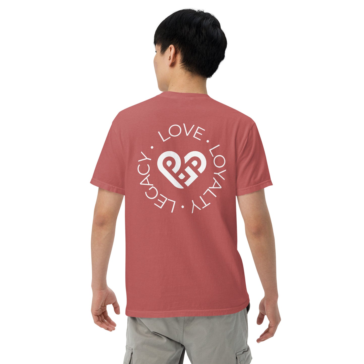 Playground Men’s garment-dyed heavyweight t-shirt Embroidered PG heart with Print on the Back