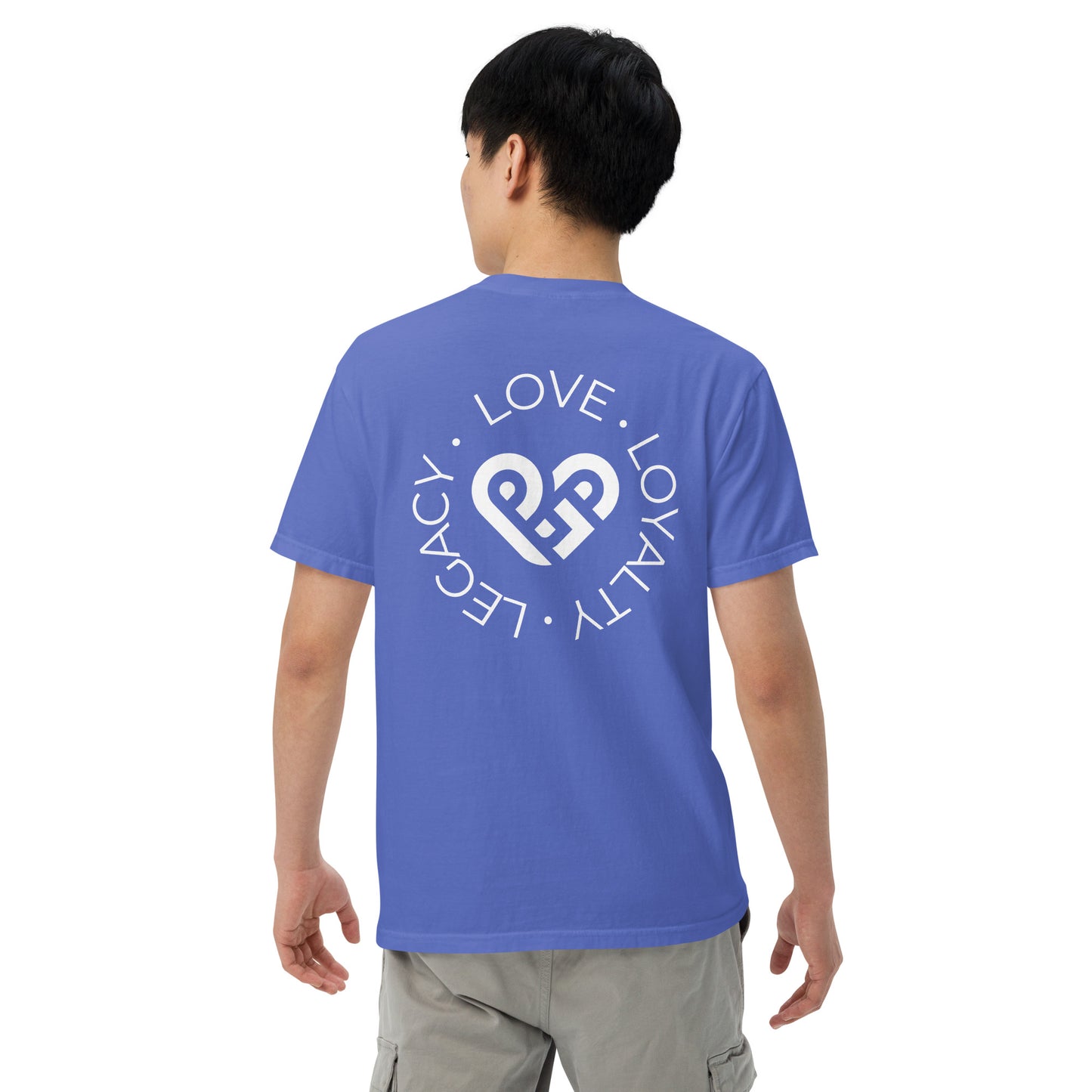 Playground Men’s garment-dyed heavyweight t-shirt Embroidered PG heart with Print on the Back