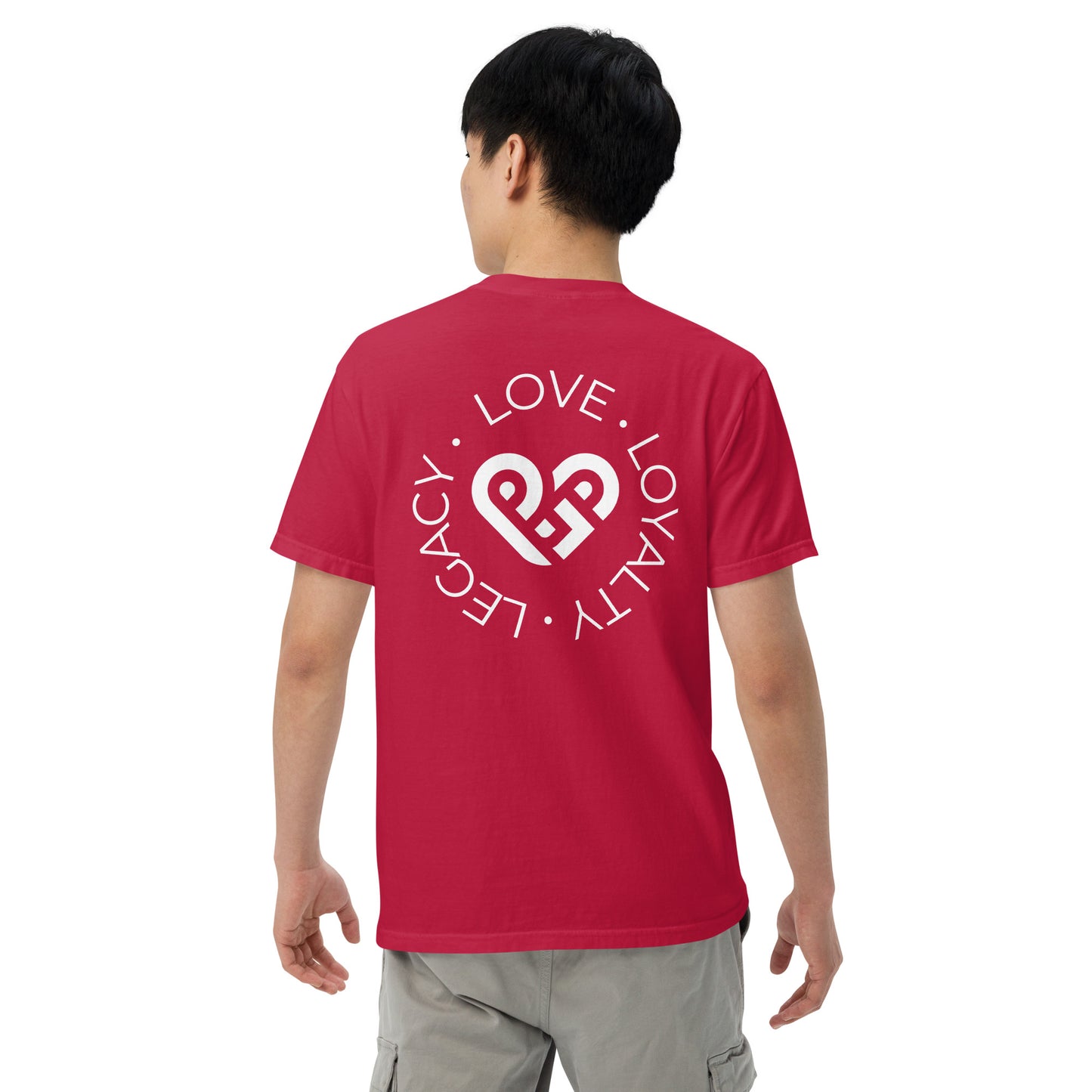 Playground Men’s garment-dyed heavyweight t-shirt Embroidered PG heart with Print on the Back
